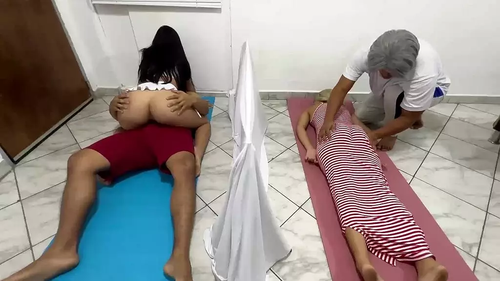 fucking with beautiful woman masseuse next to my wife while they give her massages