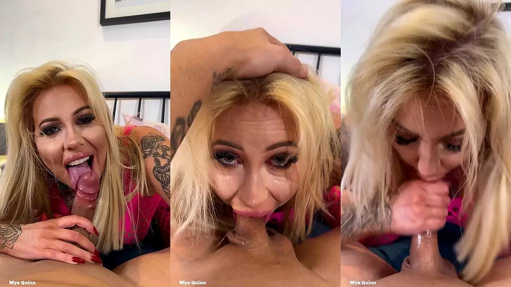 amazing blonde girl gagging on my cock - deepthroat - balls licking - sloppy blowjob