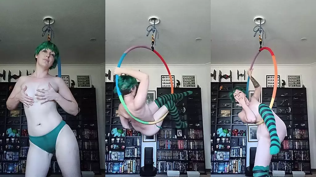 aerial hoop circus play finger fuck and panty dirty