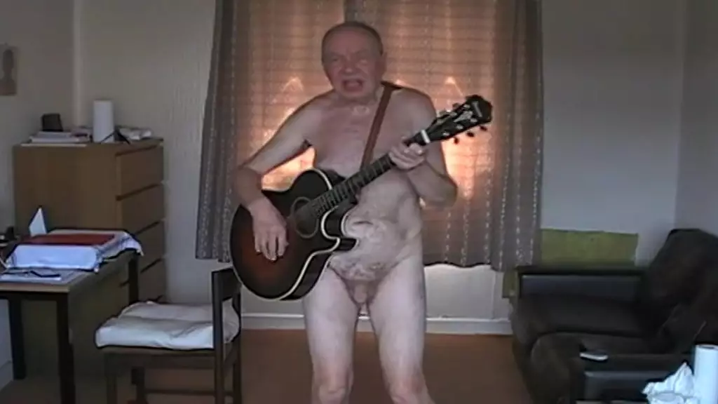 singer/songwriter strips naked and performs one of his compositions