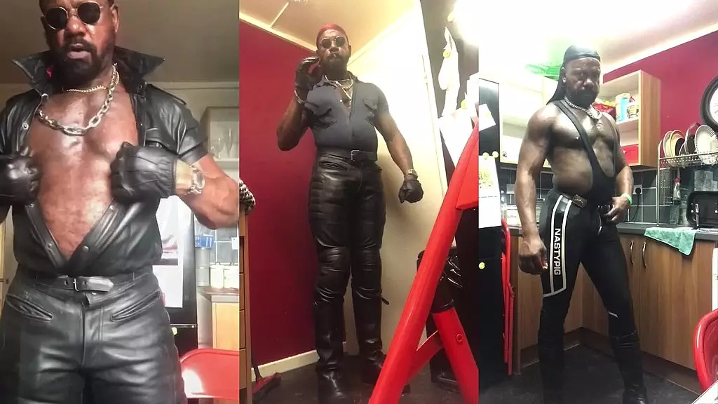 black muscle in fetish show