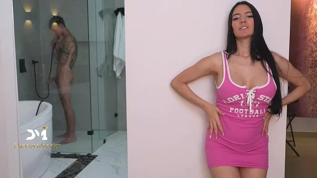 my pregnant stepsister spies on me in the bathroom and i end up fucking her - danner mendez & ambar prada