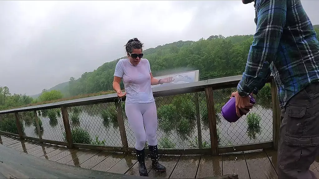 wet t-shirt prank - unsuspecting wife