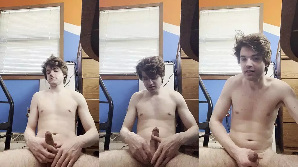 hot twink niko springs cums hard on his stomach after hot jerk off session