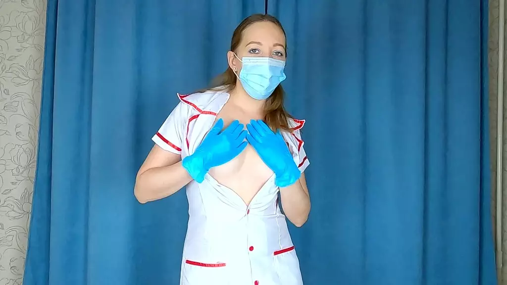 sexy nurse in latex gloves gets a mouth full of cum and spit sperm in her medical mask - pov 4k blowjob