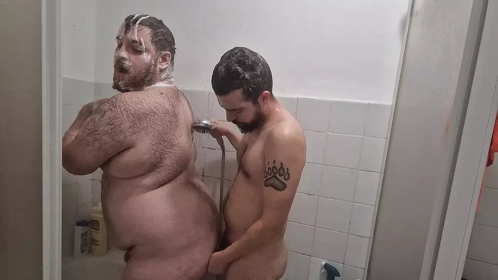 i lick the hairy fat man s ass and cum on his chest