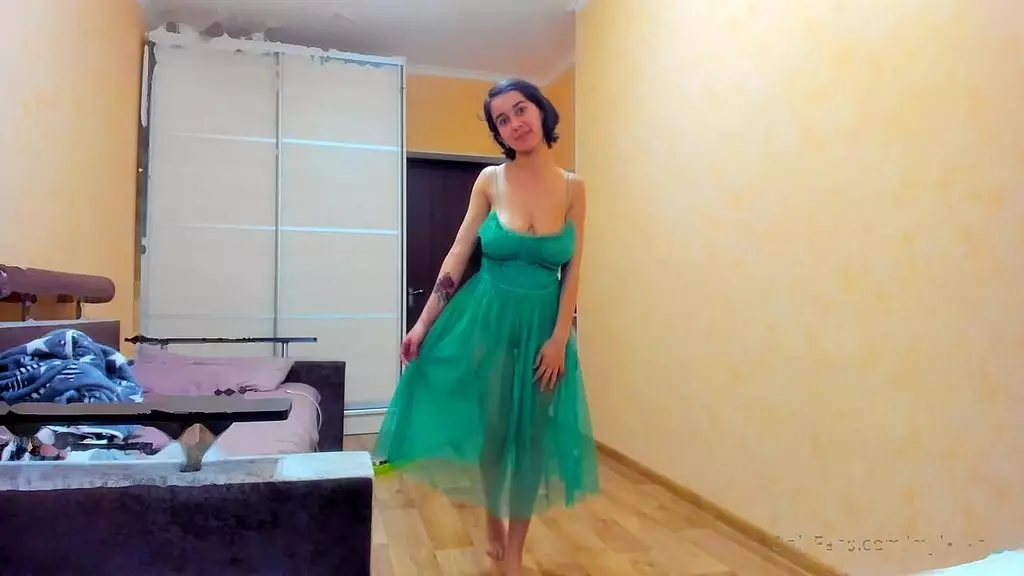 hot me in green transparent dress!