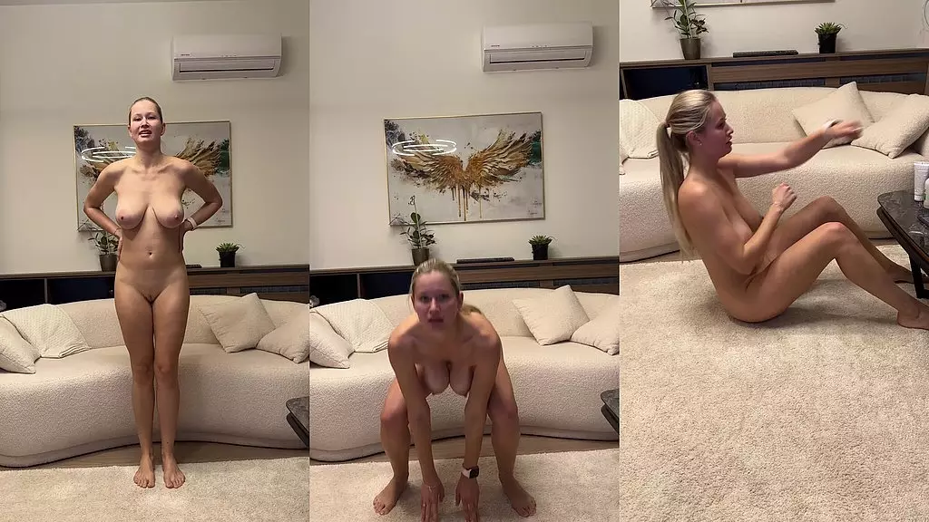 stella cardo completely naked doing aerobics