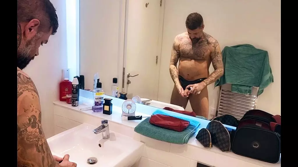 dirty gets all horny in the bathroom