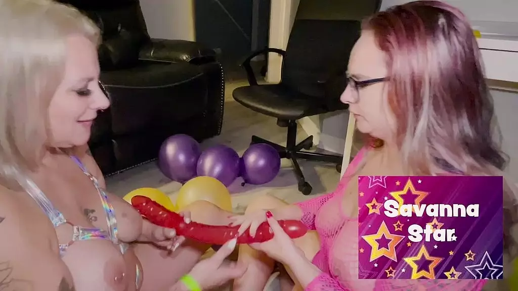 lesbian balloon and toy play