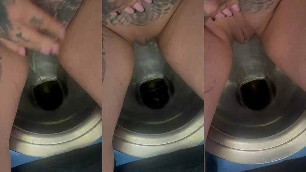 sabien demonia solo piss close up in public toilet