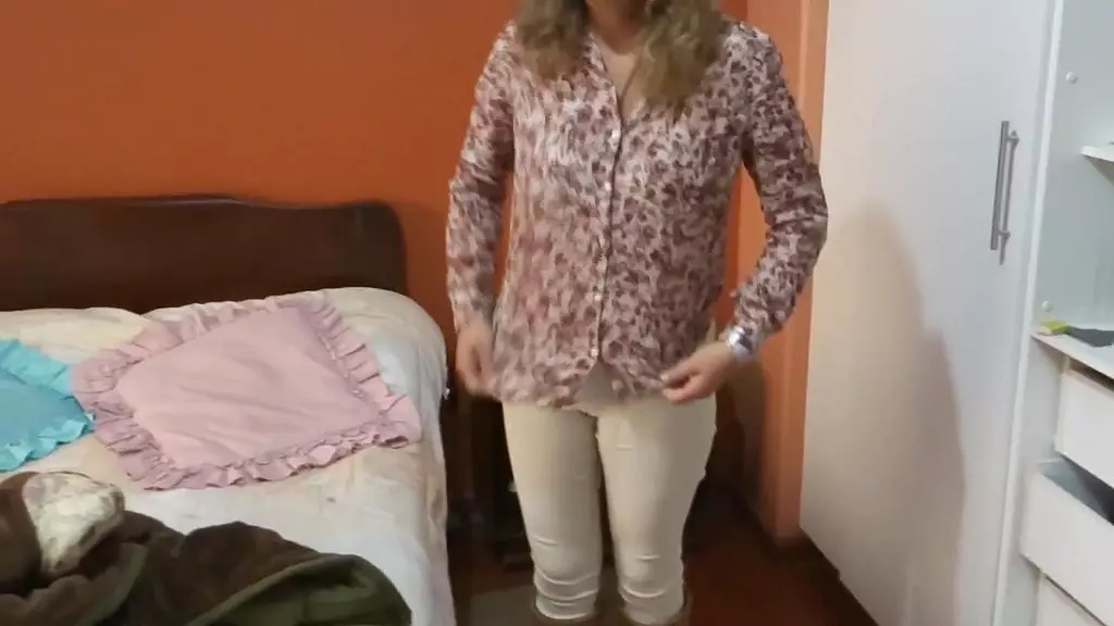stepmom flashes and fondles herself in front of stepson to teach him how to fuck