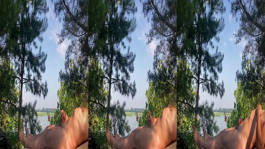 cock jerking and cumshot in the fresh air to the sounds of the forest and nature.