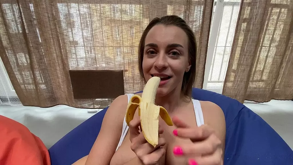 eating banana in ?sexy way?part2??? this time i added cream??