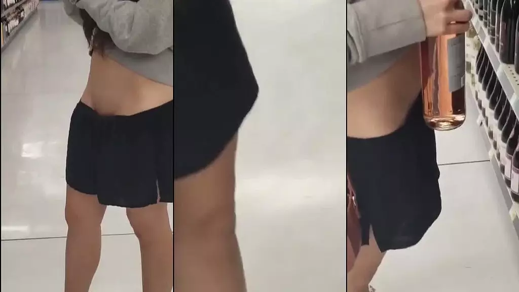 voyeur hot teen shows pussy teasing in mall shopping