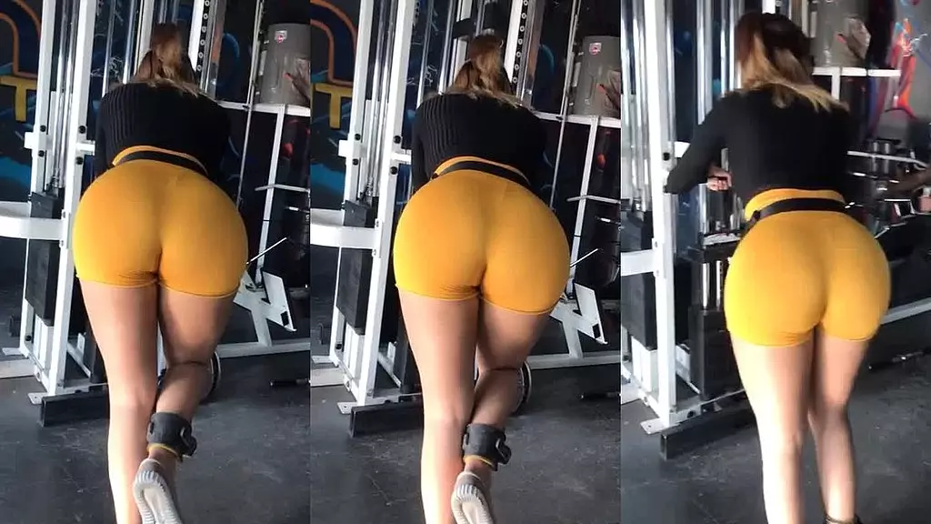 gym coach with her boyfriend showing her ass