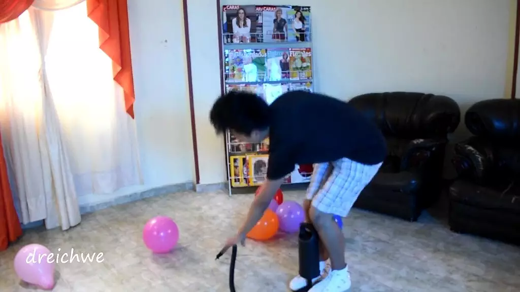 crushing balloons with the shoes