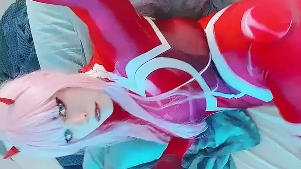 girl in cosplay zero two with perfect pussy