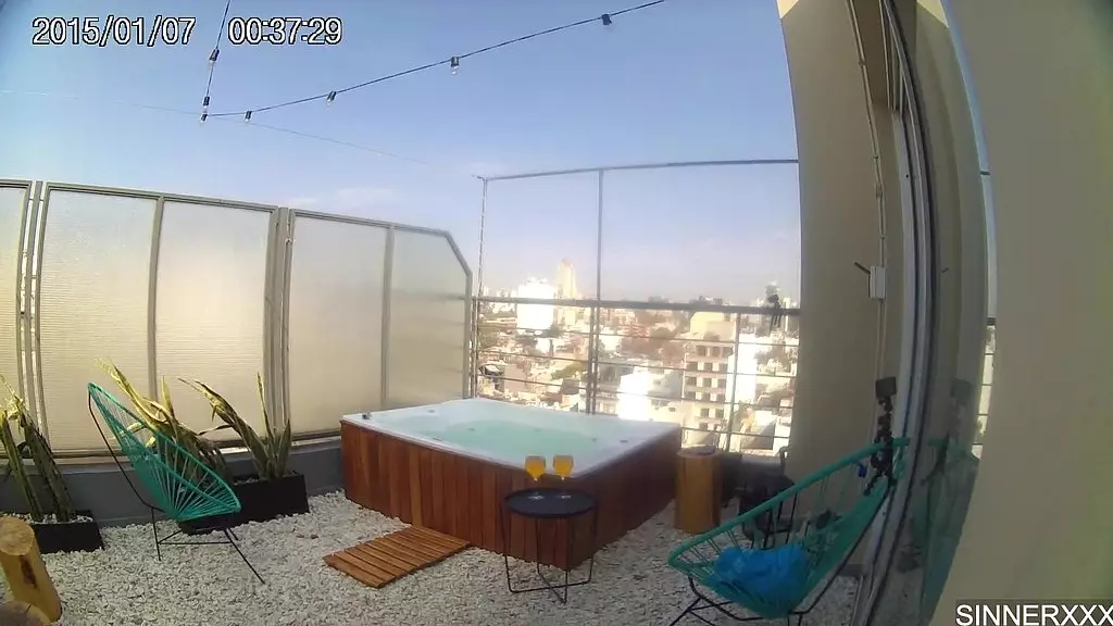 behind the scenes cam - intense sex in the rooftop jacuzzi in argentina - cherry kiss