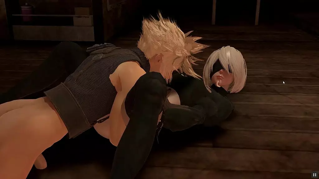 true facial [parody hentai game] ep.1 cloud from final fantasy and 2b from nier automata have anal rough sex and creampie