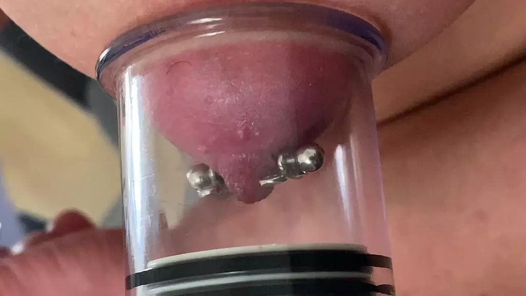 pumping and sucking hard my pierced nipples