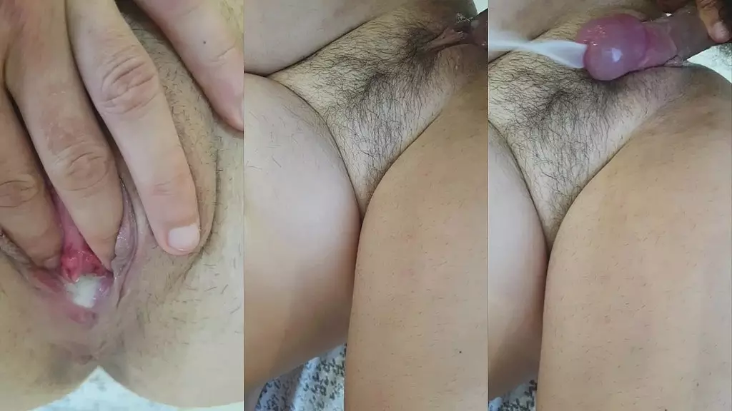 he cum on my hairy pussy!