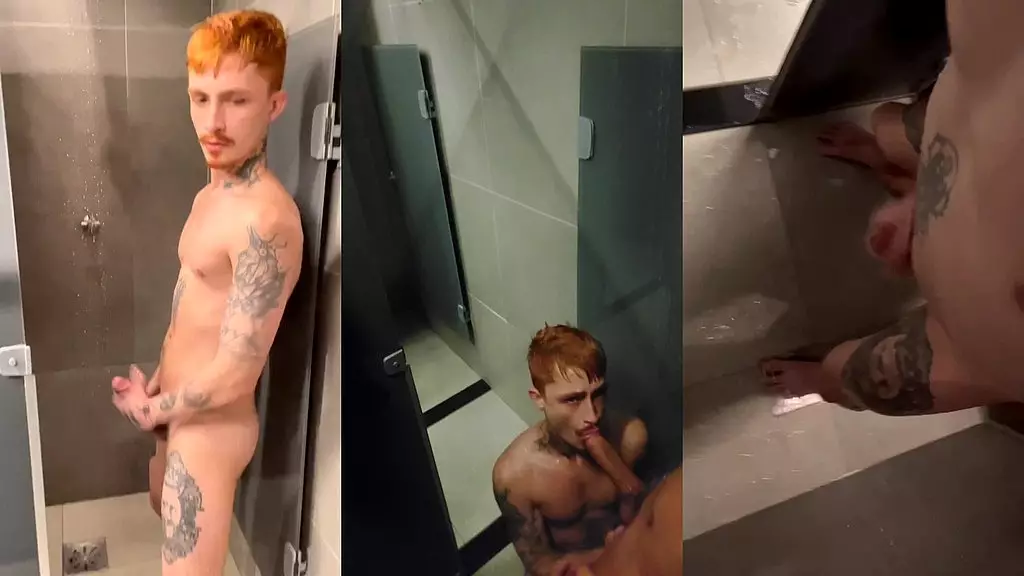 fucking bareback on the gym shower