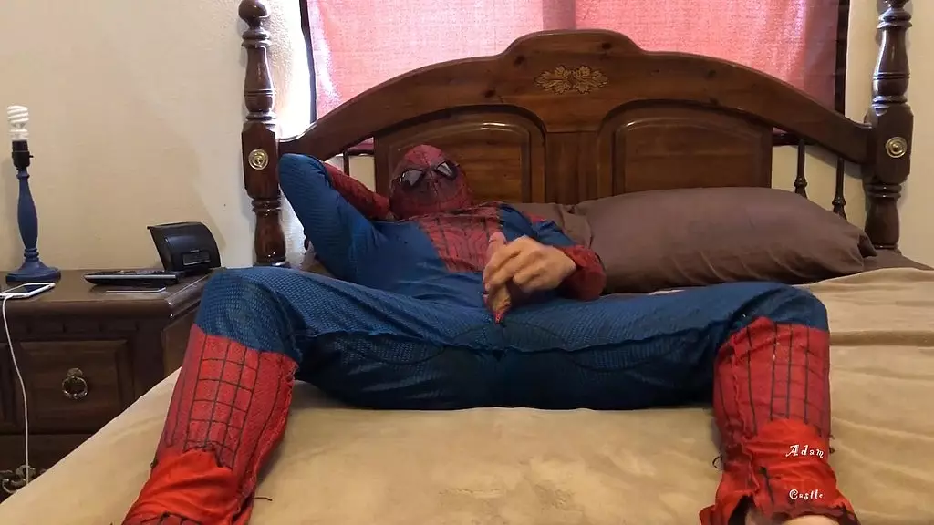 spider-man whacks off n suit 2 cum