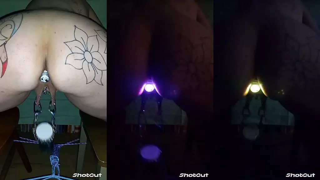 tighter angle of my pussy training !! close up of my light up butt plug !!!