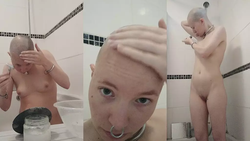 head shave and shower body shave - uncut