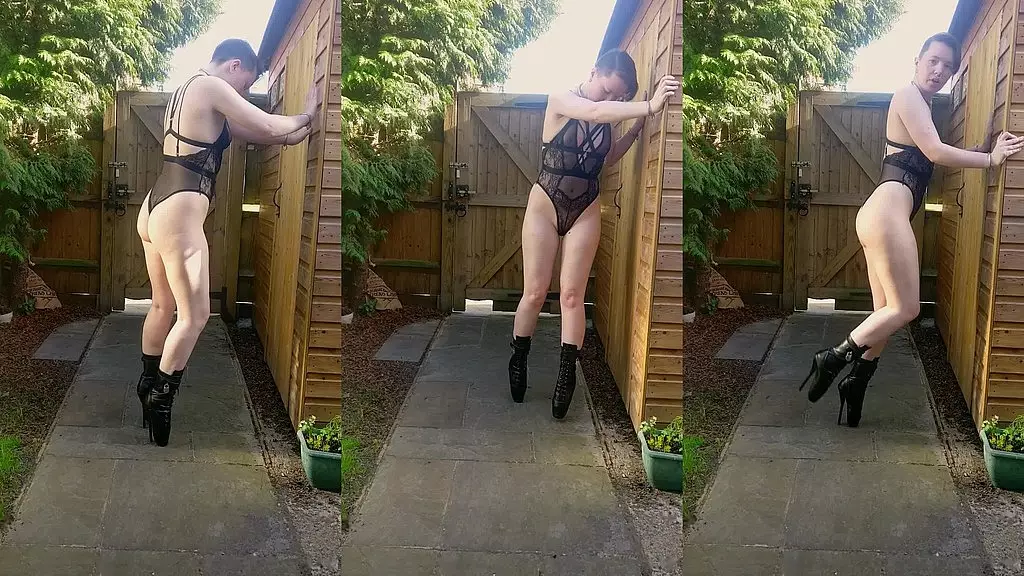 ballet boots out in the garden. it s amazing how much the slight slope of the path adds to the difficulty when i am walking t...