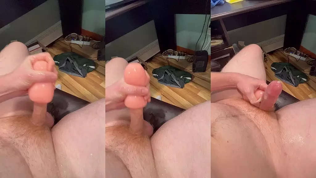 2 long videos and some pictures of daddy pumping his cock into a sex toy!