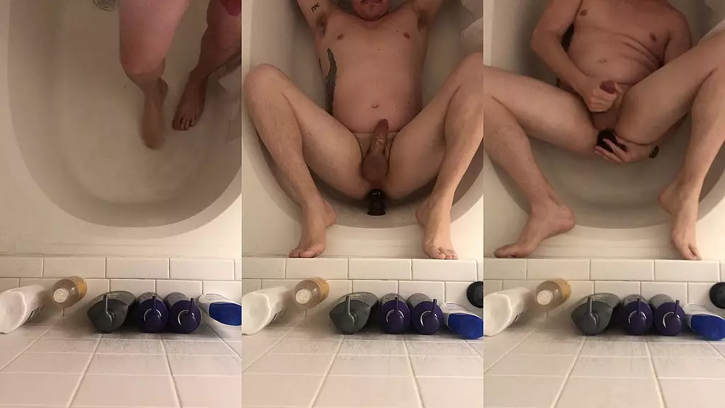 steelwood303 fucks dildo in shower and cums