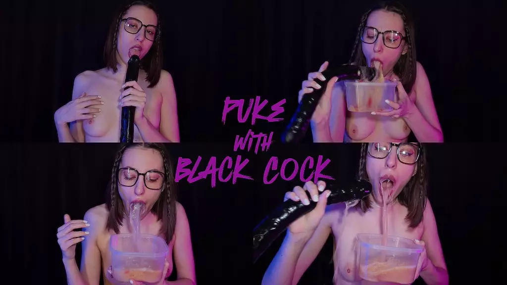 puke w/ black cock (amateur, teen, dildo, sloppy, glasses, brunette, spit, latina, spitting, long dildo, hardcore, close-up, girl next door, crazy, snots, extreme, all natural, sex toy)
