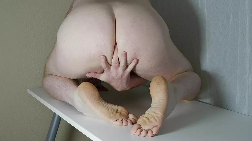 masturbating big cock with ass and feet show